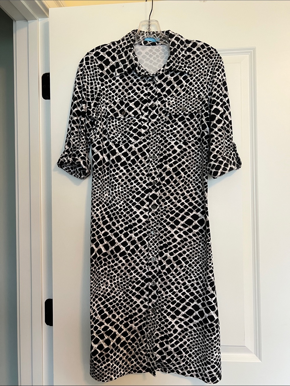J. McLaughlin Catalina Cloth Black and White Printed Shirt Dress
